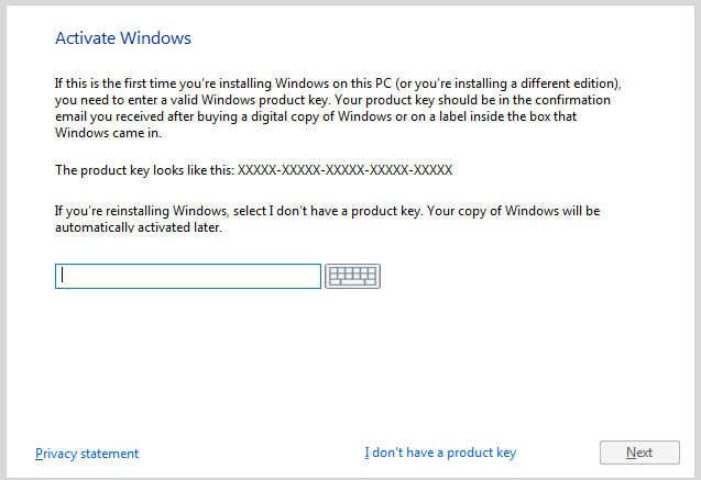 Windows 10 installation step 3